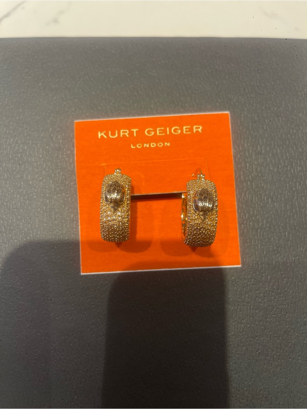 Kurt Geiger Gold Crystal-Embellished Pave Hoop Earrings